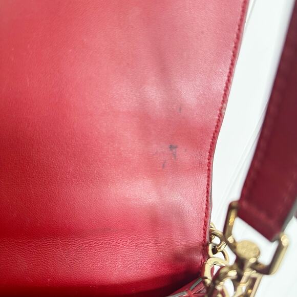 Tory Burch Kira Chevron Top Handle Satchel Apple Red Leather Convertible Bag - Picture 6 of 11